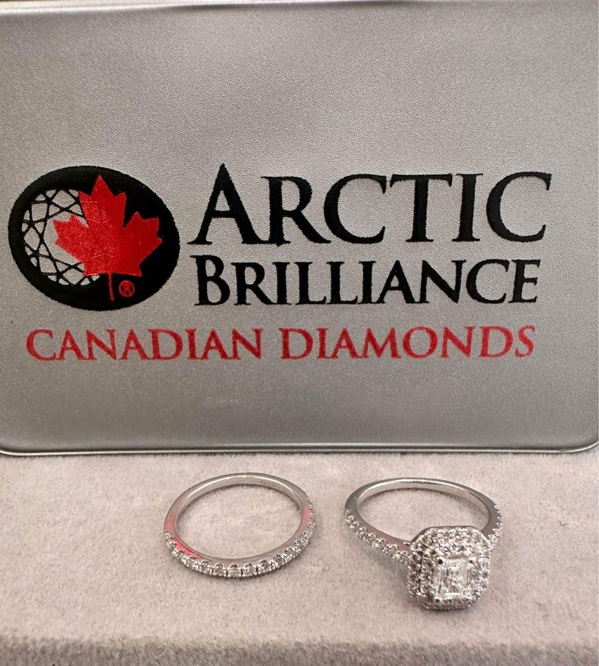 Canadian Diamonds double halo wedding set in 14k 1.50CTW E-SI2