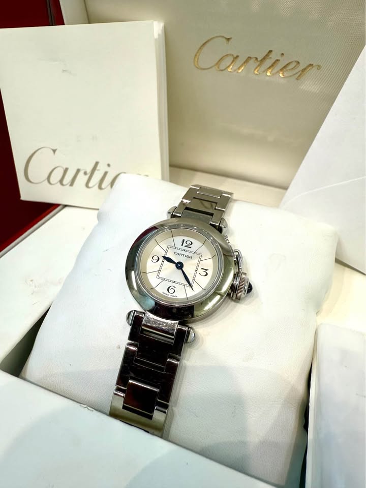 Cartier Miss Pasha 27mm Watch White Dial Stainless Steel