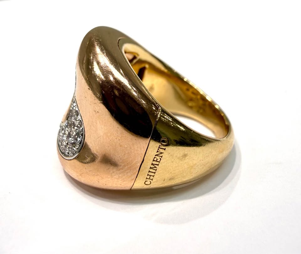 Chimento 18karat High End Consignment Ring With Natural Diamonds Pave Set 18 grams