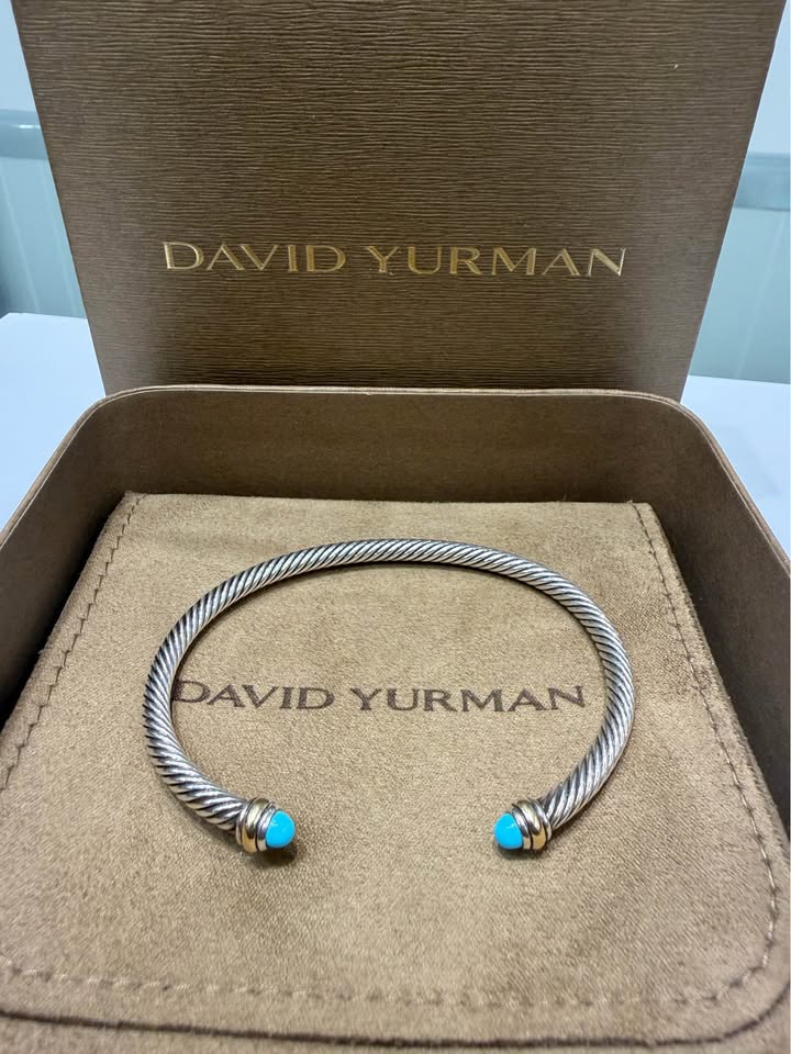 David Yurman Cable Classics Bracelet In Sterling Silver With Turquoise And 18k Yellow Gold