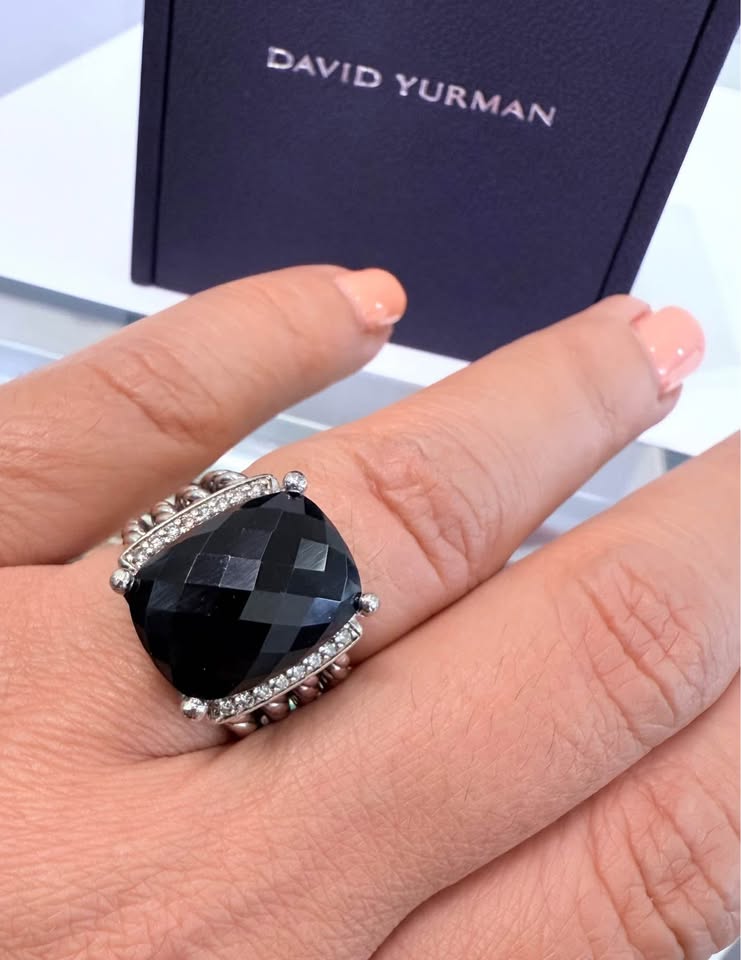 David Yurman Natural Diamonds\Black Onyx Dinner Ring
