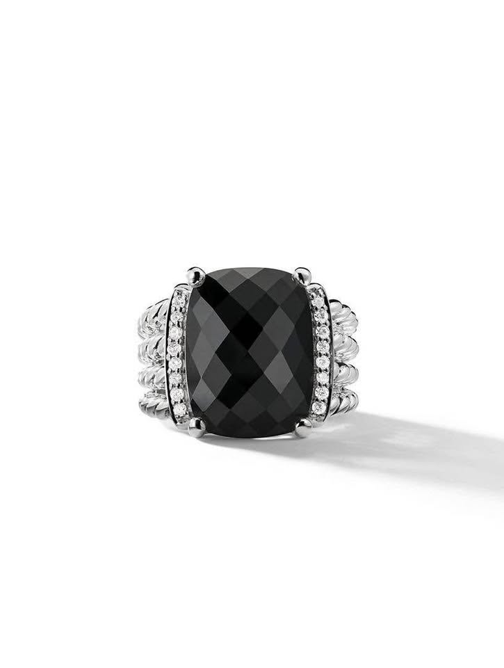 David Yurman Natural Diamonds\Black Onyx Dinner Ring