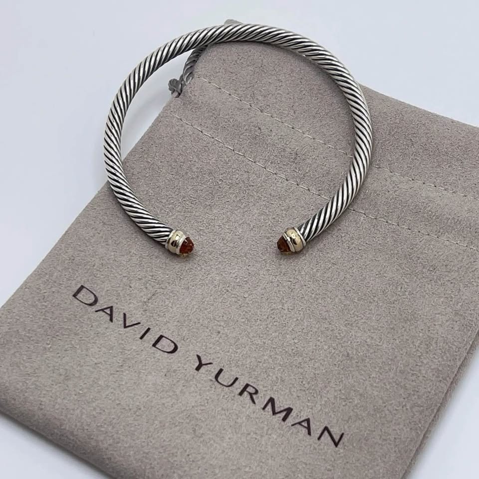 David Yurman Natural Garnet Cable Cuff Silver-18karat