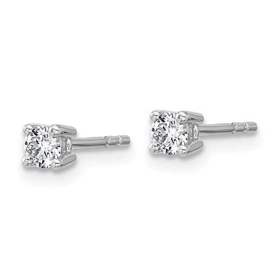 10k White Gold Round 4-Prong .25ct. Diamond Stud Earrings