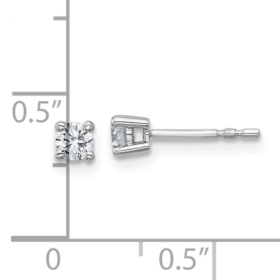 10k White Gold Round 4-Prong .25ct. Diamond Stud Earrings