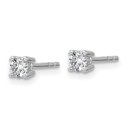 10k White Gold Round 4-Prong 0.33 ct Diamond Stud Earrings