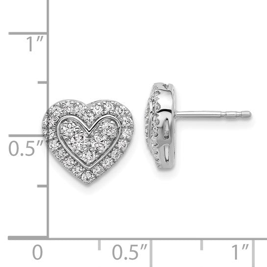 14K White Gold Lab Grown Diamond VS/SI FGH Halo Heart Post Earrings