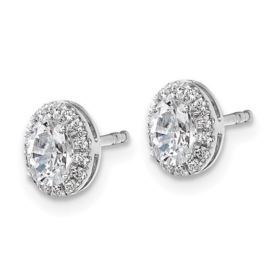 14K White Gold Lab Grown Diamond VS/SI FGH Oval Halo Earrings