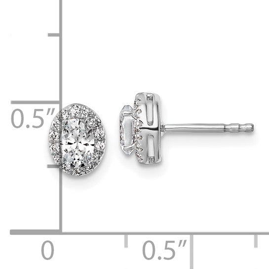 14K White Gold Lab Grown Diamond VS/SI FGH Oval Halo Earrings