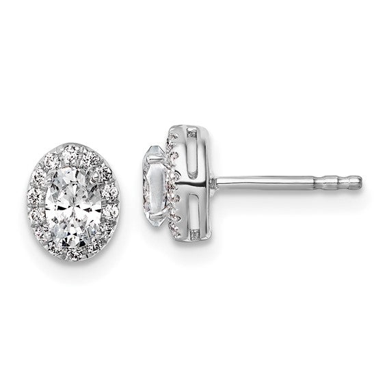 14K White Gold Lab Grown Diamond VS/SI FGH Oval Halo Earrings