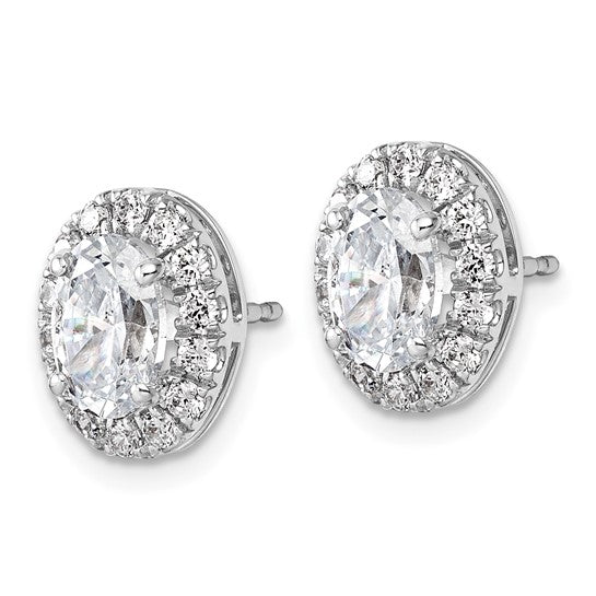 14K White Gold Lab Grown Diamond VS/SI FGH Halo Heart Post Earrings