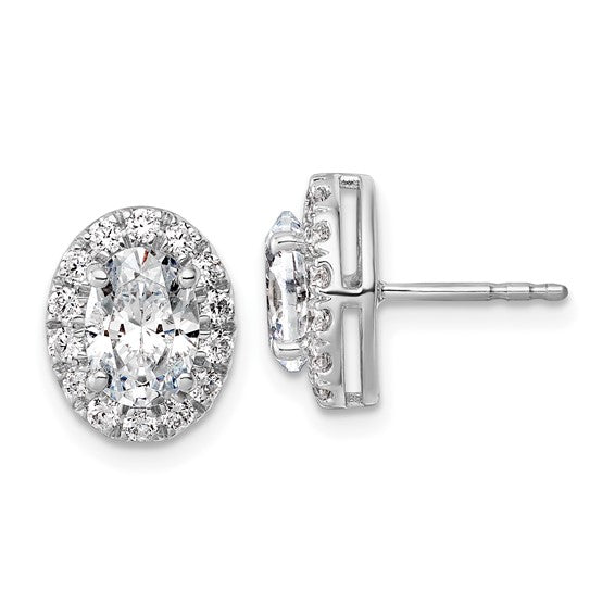 14K White Gold Lab Grown Diamond VS/SI FGH Halo Heart Post Earrings