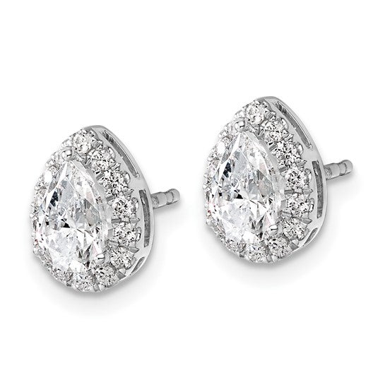 14K White Gold Lab Grown Diamond VS/SI FGH Pear Halo Earrings