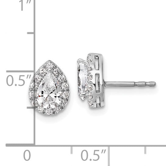 14K White Gold Lab Grown Diamond VS/SI FGH Pear Halo Earrings