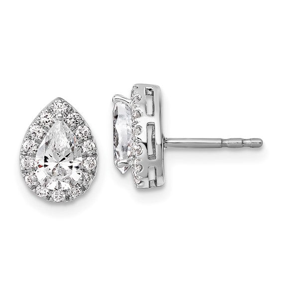 14K White Gold Lab Grown Diamond VS/SI FGH Pear Halo Earrings