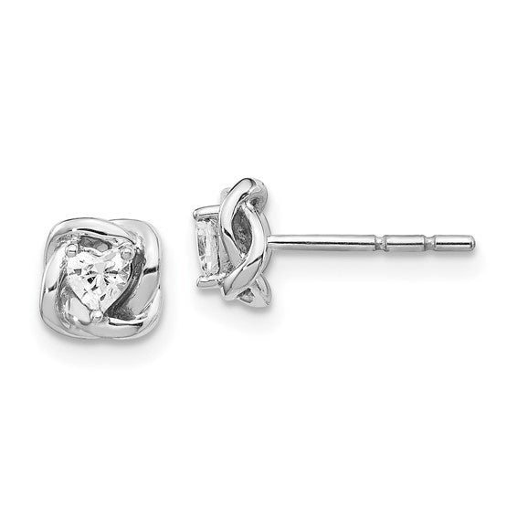 14K White Gold Lab Grown VS/SI FGH Dia Twist Post Earrings