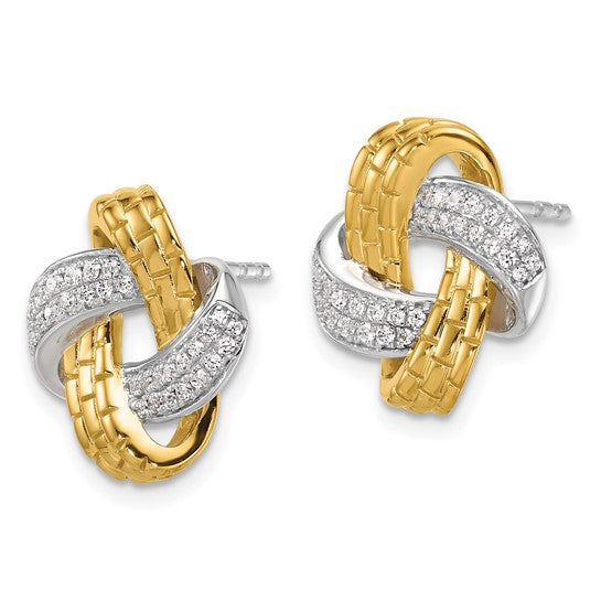 14K Two-Tone Lab Grown VS/SI FGH Dia Love Knot Post Earrings