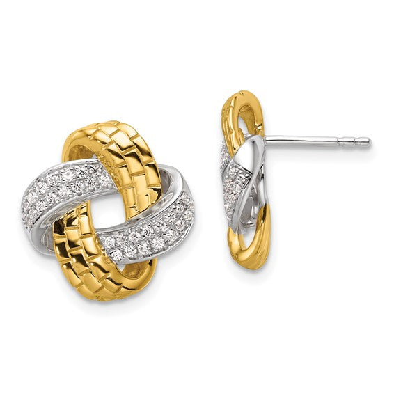 14K Two-Tone Lab Grown VS/SI FGH Dia Love Knot Post Earrings