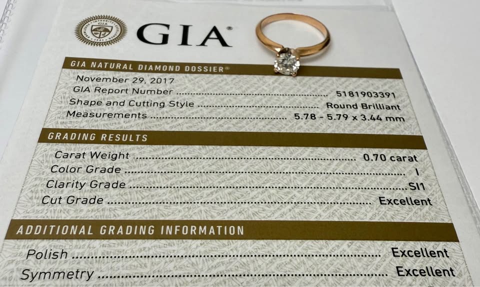GIA Certified Natural Diamond Solitaire Engagement Ring 0.70Carat SI1 -Excellent Cut in Rose Gold