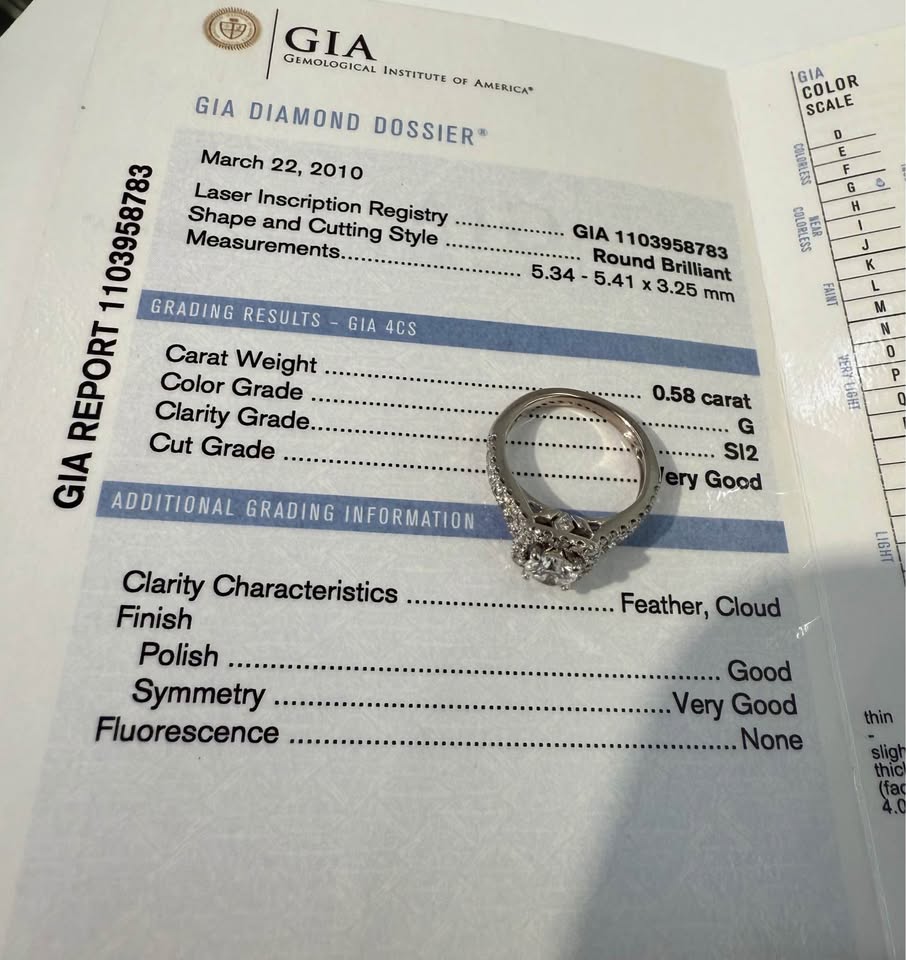 GIA Certified Natural Diamond Halo Engagement Ring G-SI2 - 14k Gold
