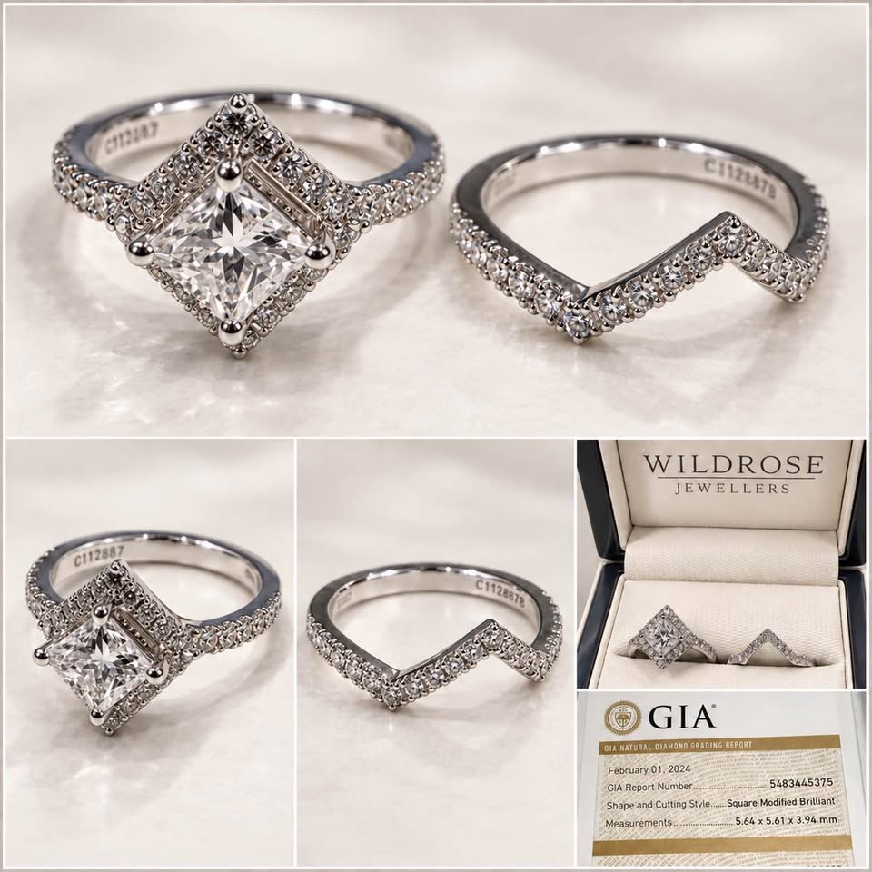 GIA certified Natural Diamond Wedding Set Platinum 1.04 Centre in VVS2-E , Excellent