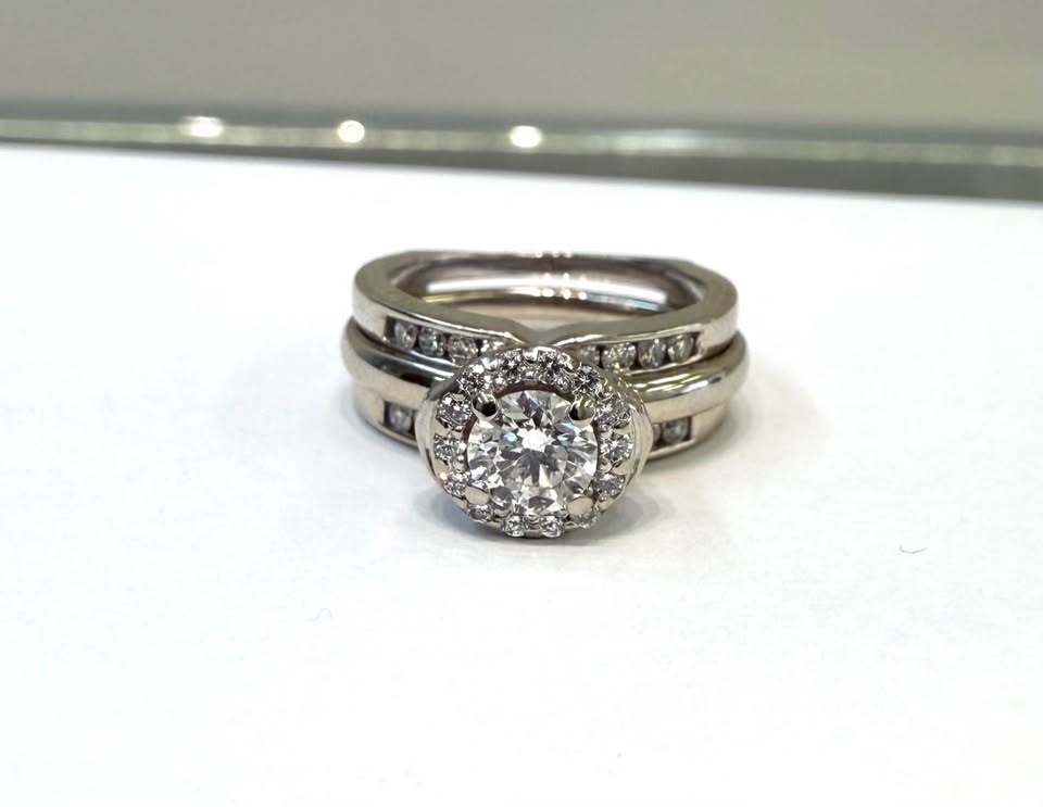 Gorgeous 14K 2pcs Set Natural Diamonds Wedding Set With Ring Jacket 0.80CTW VS2-G