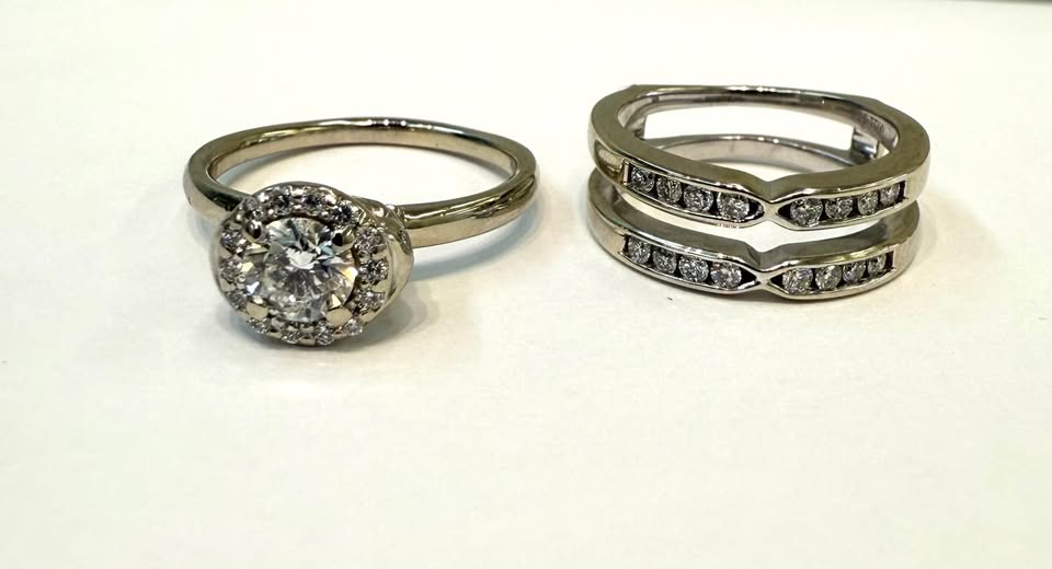 Gorgeous 14K 2pcs Set Natural Diamonds Wedding Set With Ring Jacket 0.80CTW VS2-G