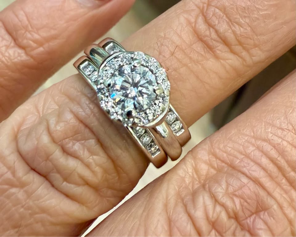 Gorgeous 14K 2pcs Set Natural Diamonds Wedding Set With Ring Jacket 0.80CTW VS2-G