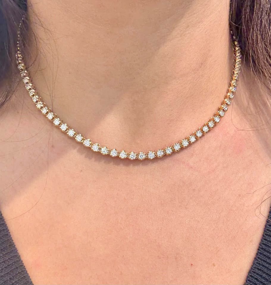 Save 50% Gorgeous Natural Diamonds Tennis Necklace\Bracelet Set In 14k