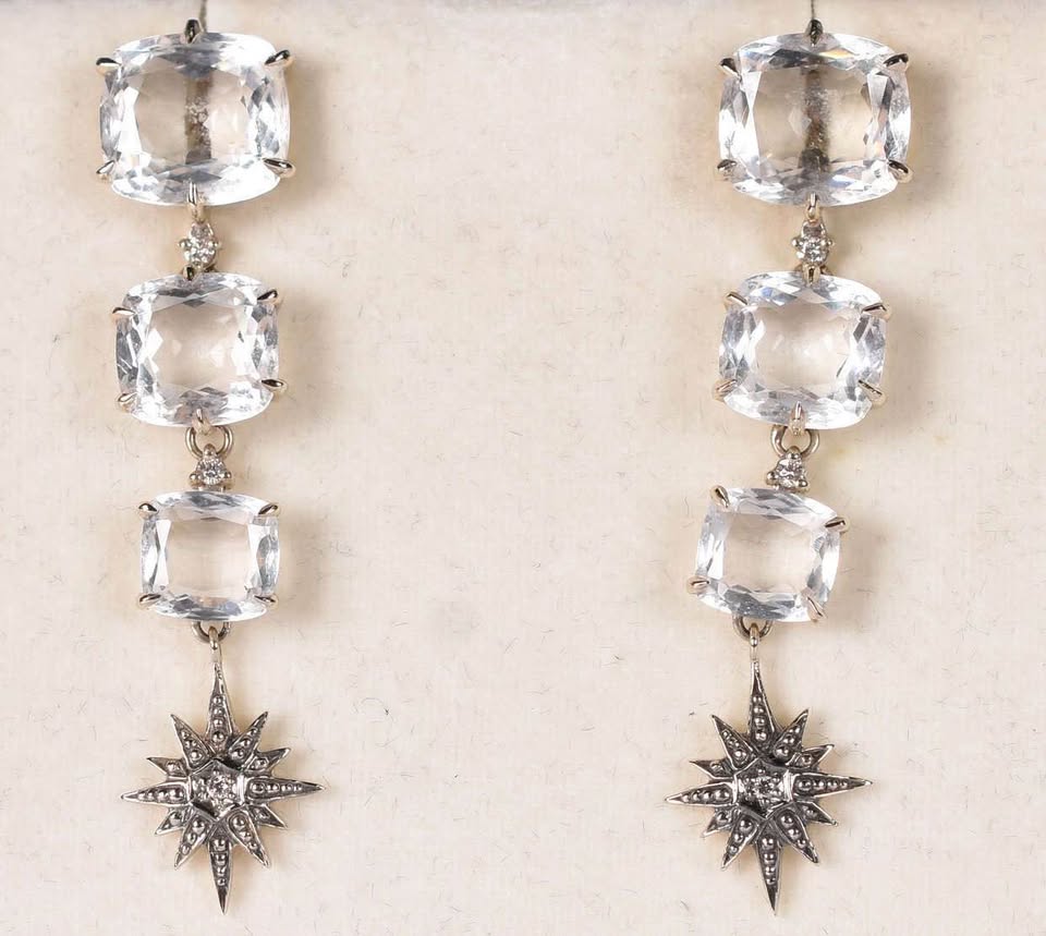 H. STERN MOONLIGHT NOBLE GOLD DIAMOND CRYSTAL DROP EARRINGS 18k Gold