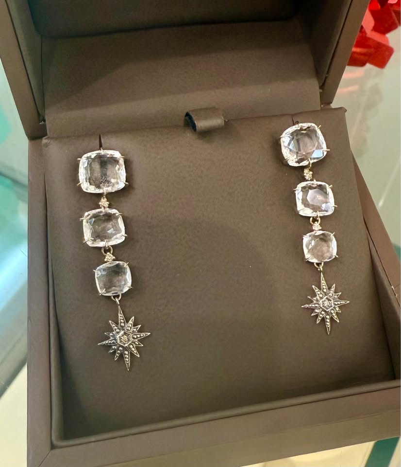 H. STERN MOONLIGHT NOBLE GOLD DIAMOND CRYSTAL DROP EARRINGS 18k Gold