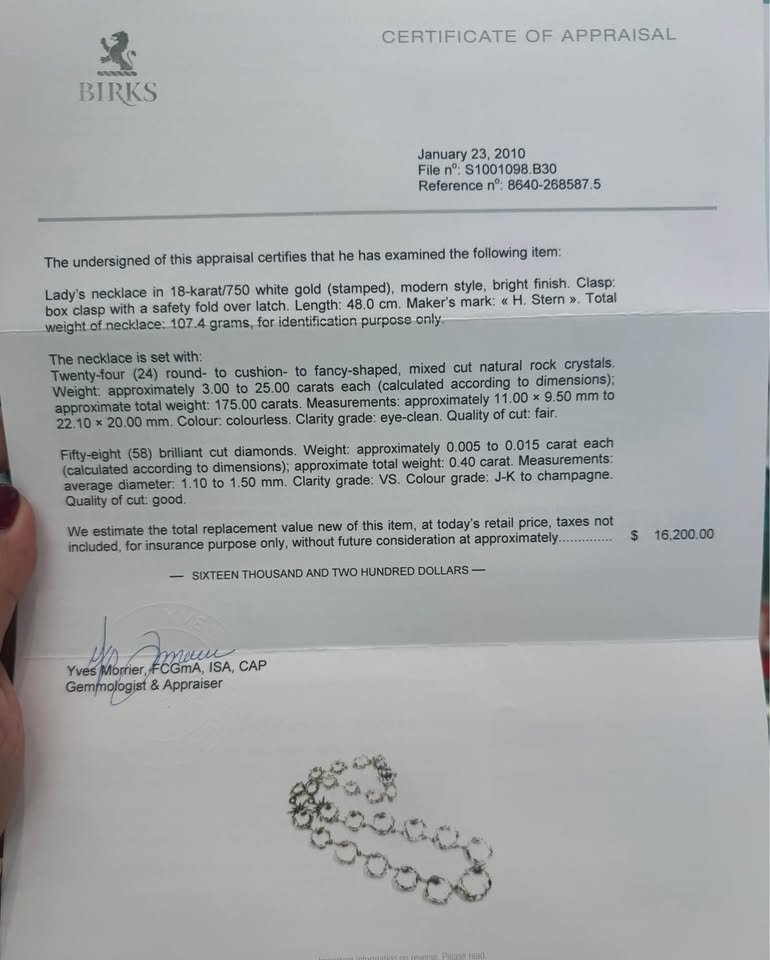 H. Stern Moonlight Crystal Collection Gold Quartz Diamond Necklace 18karat Gold