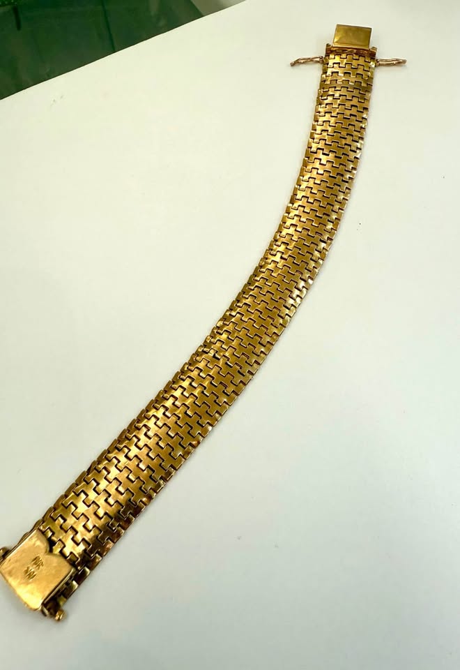 Handmade Rare 14k Extra Solid Bracelet 46 grams 18mm Wide 7.5” Long