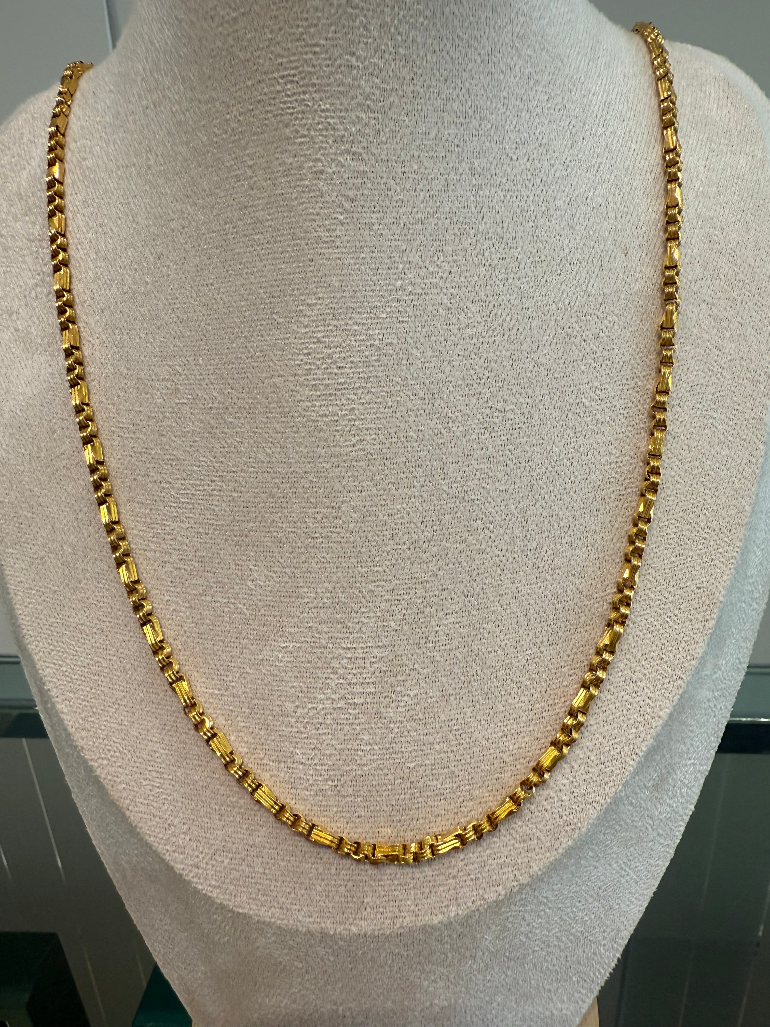 Beautiful Dubai Gold 22karat Solid 24.2 grams 26” handmade chain stamped and tested