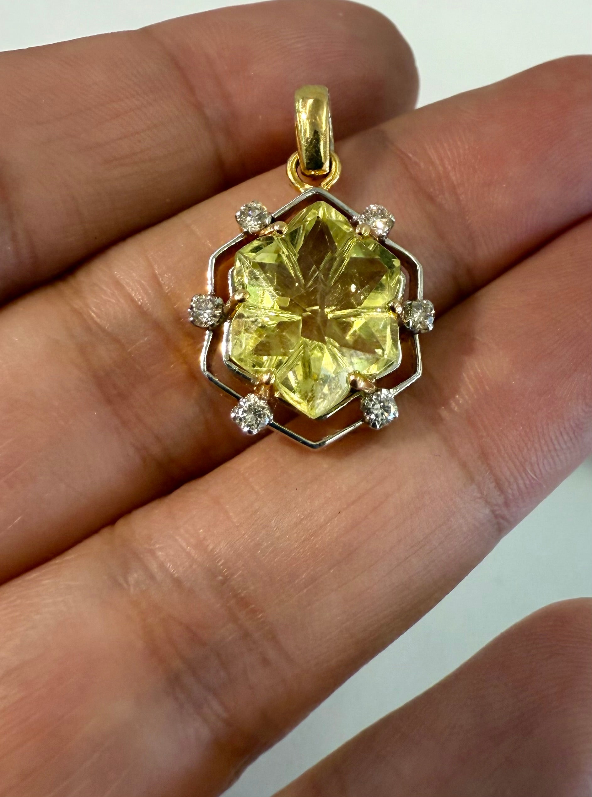 14k Gold Lemon Citrine and Diamonds , Matching set 15.00CTW