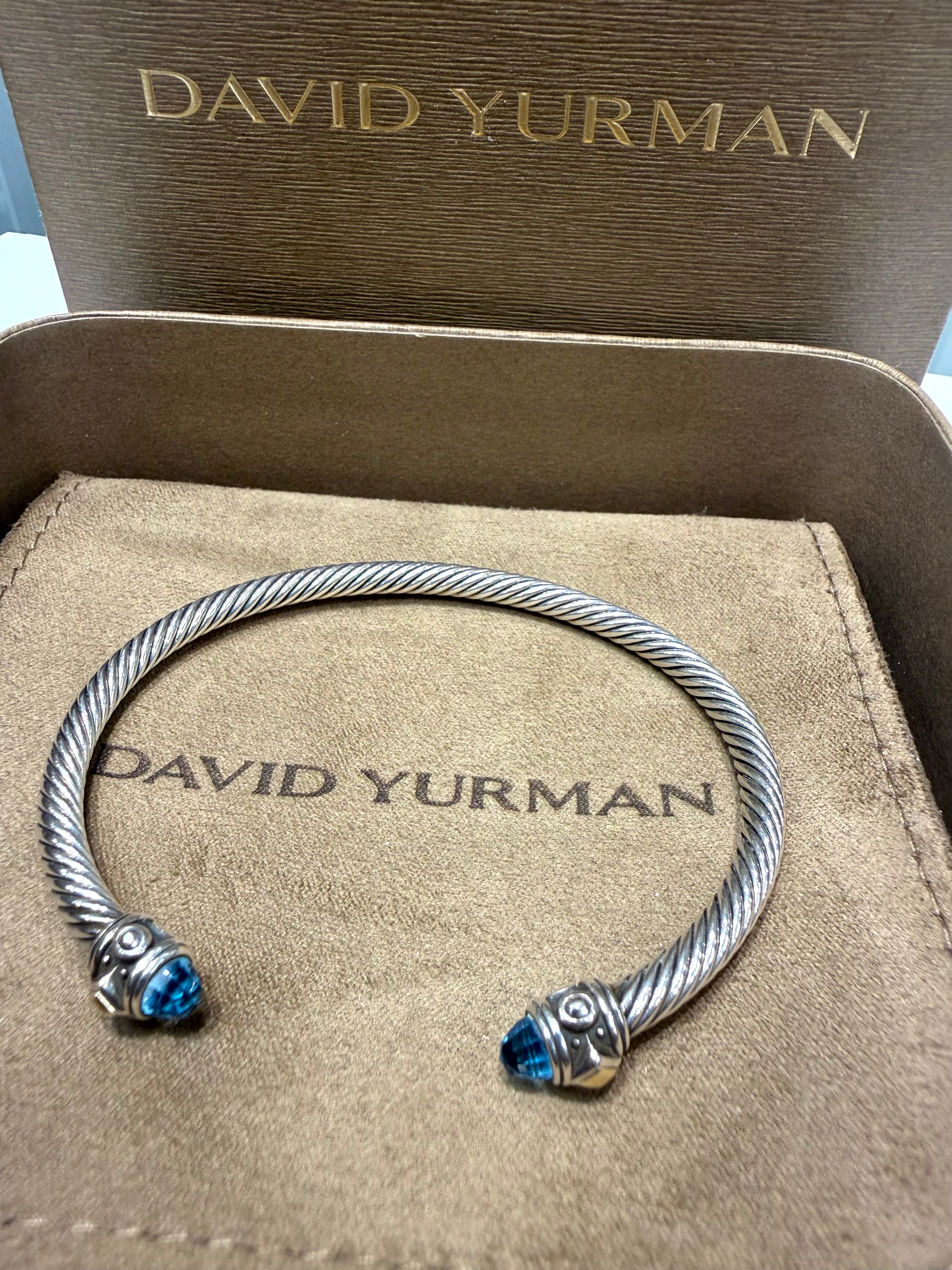David Yurman Renaissance Collection Blue Topaz 925/ 18k Gold Cuff