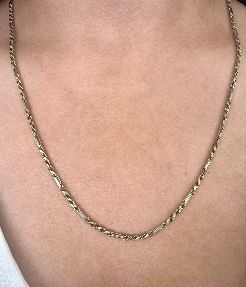 Italian Two tone solid gold Rope 10k Chain 22” long