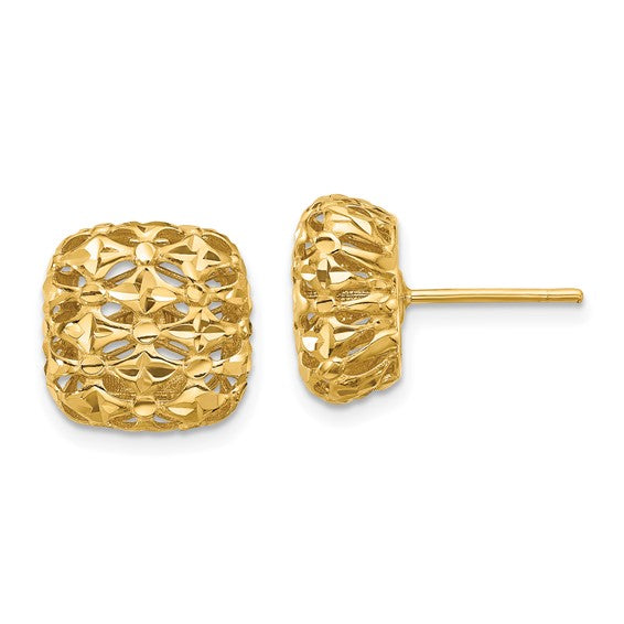 Leslie's 14K Polished Puffed Square Post Earrings