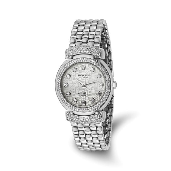 Ladies Rolex White Gold Cellini With Diamonds