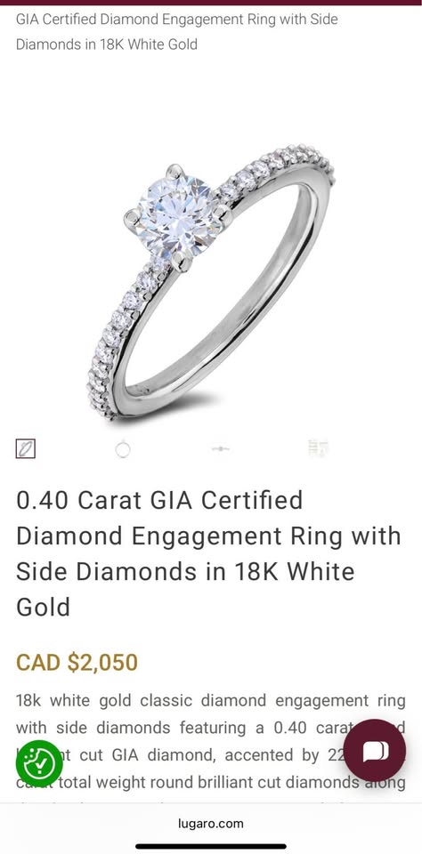 Lugaro 18karat Natural Diamonds Engagement Ring GIA Certified F-SI1 0.40carat