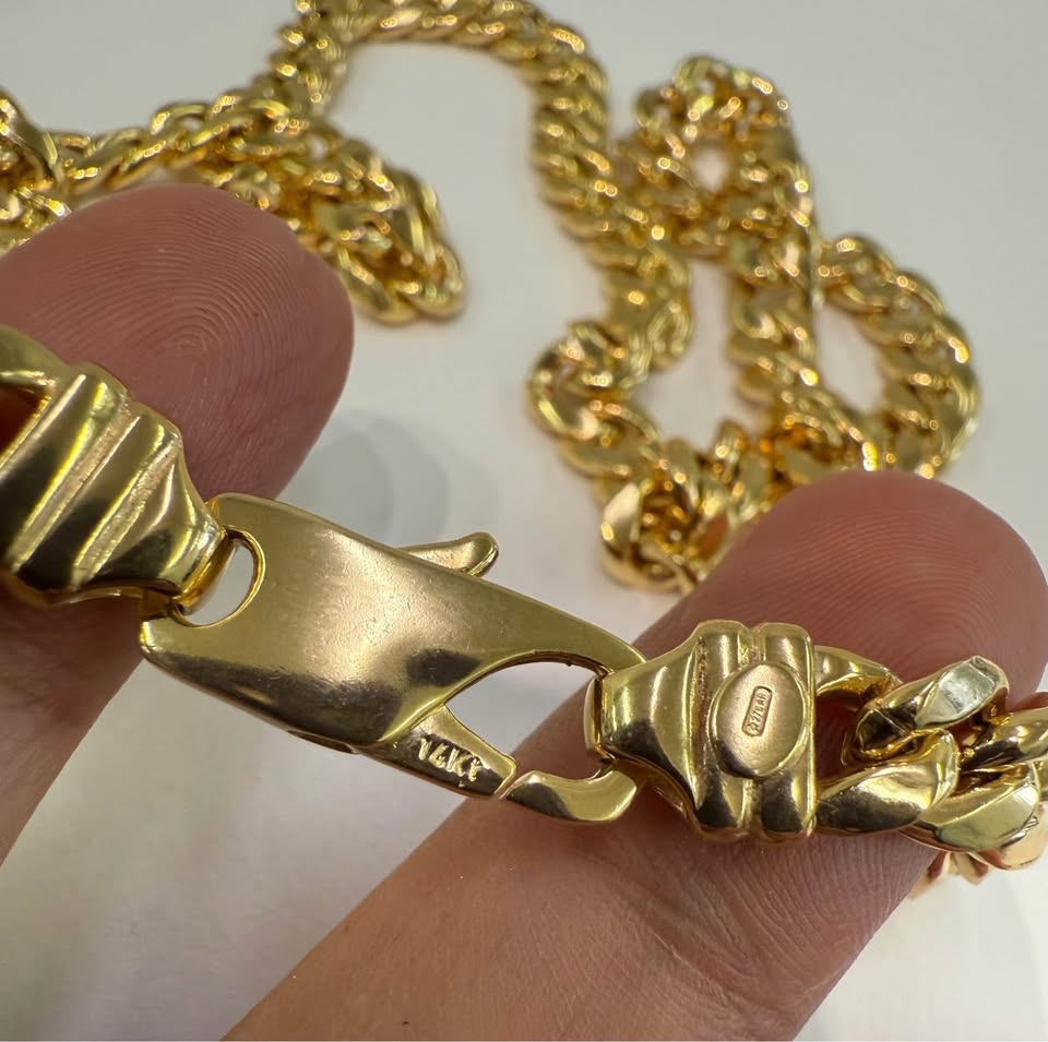 Miami Cuban Chain 14k Italian Chain -Heavy Lobster Clasp - 8mm 22”