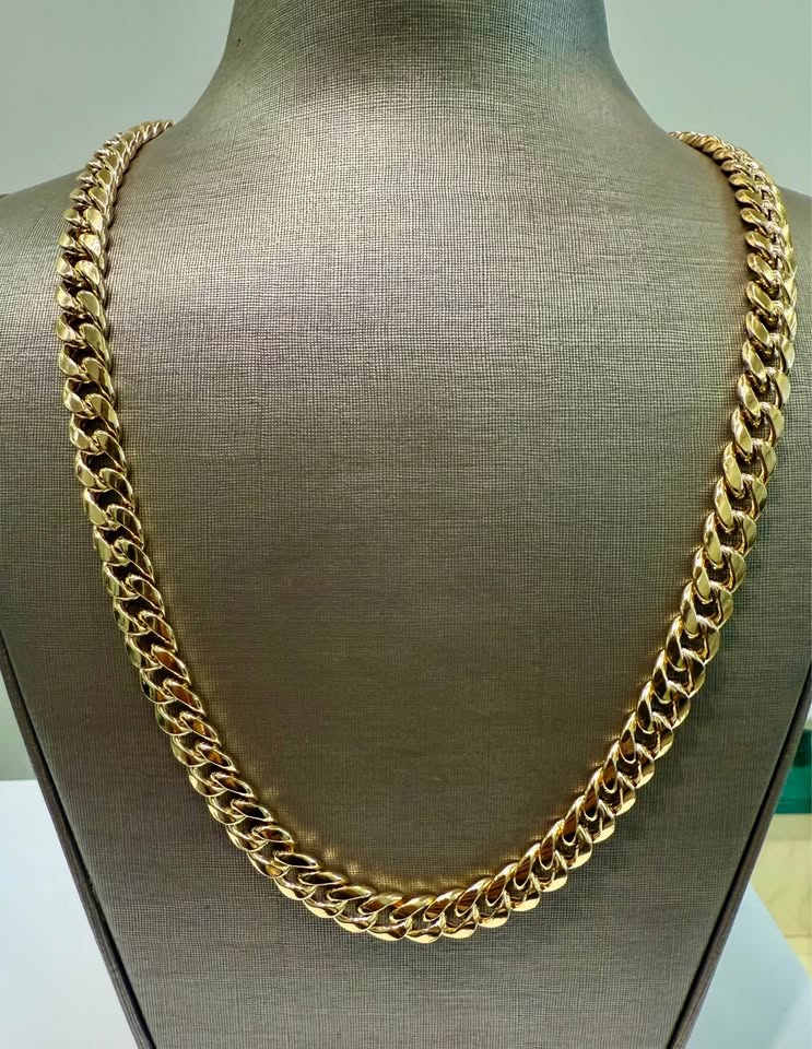 Miami Cuban Chain 14k Italian Chain -Heavy Lobster Clasp - 8mm 22”