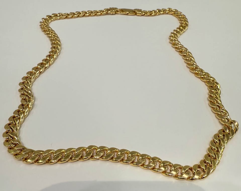 Miami Cuban Chain 14k Italian Chain -Heavy Lobster Clasp - 8mm 22”