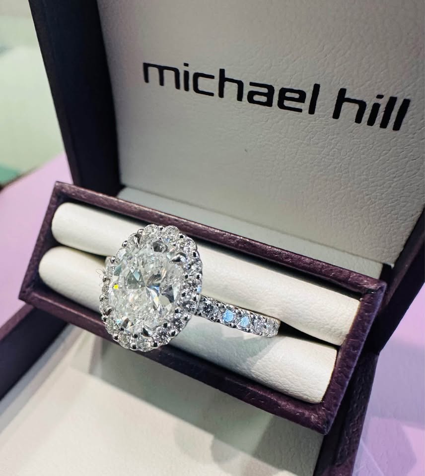 Brand New Michael Hill 1.78CTW Oval Halo Engagement Ring 50% off Store Price