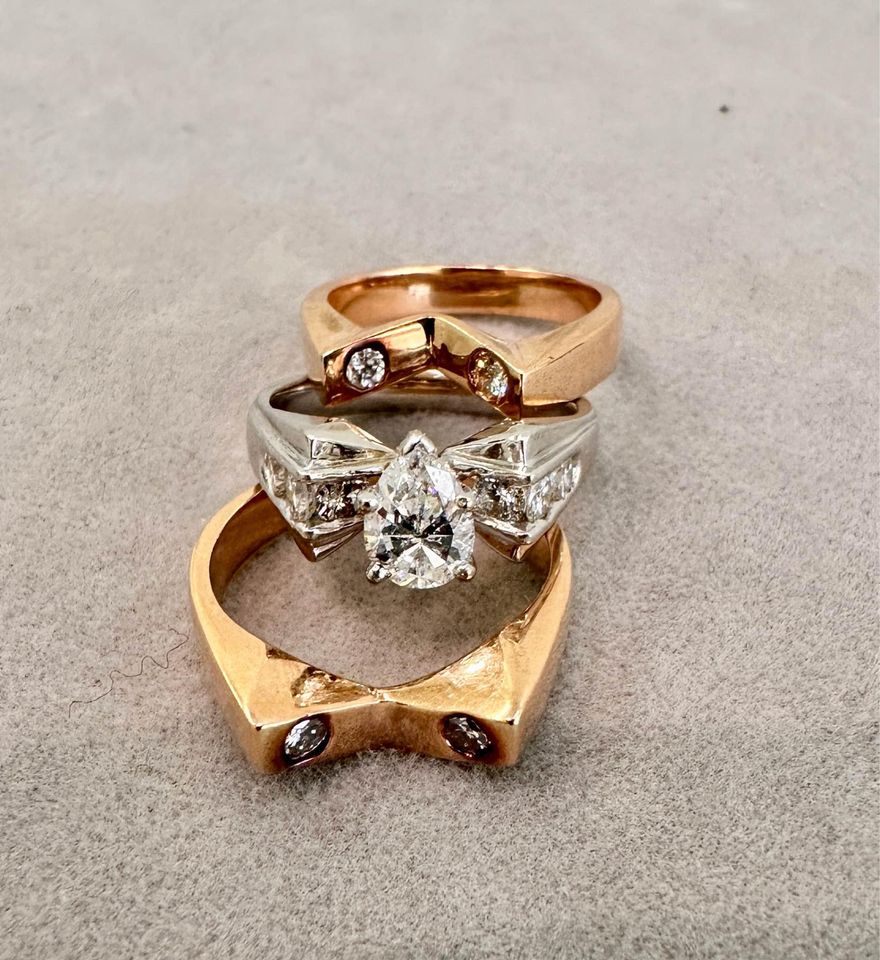 Custom unique Natural Diamonds wedding set 1.20CTW in 14karat gold