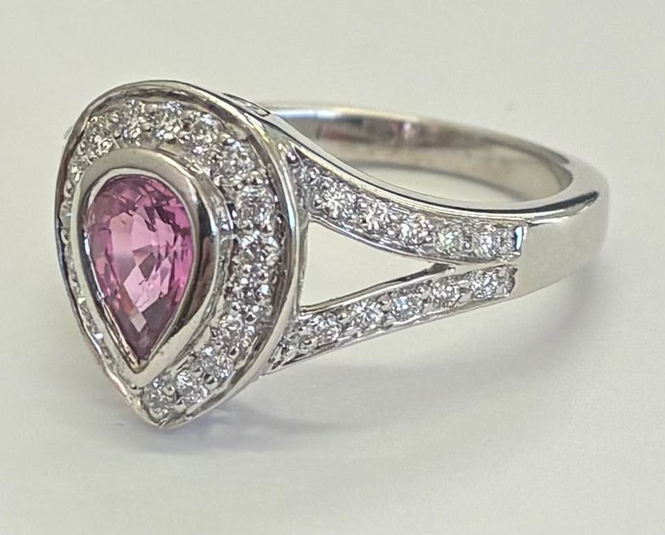 Natural Pink Sapphire & Diamonds 14k Ring