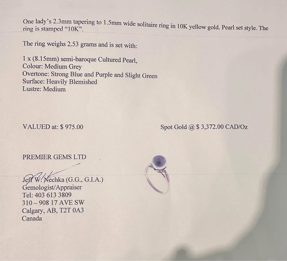 Natural Semi-Baroque Purple-Green Pear Vintage Ring