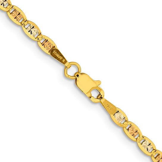 14K Tri-Color Gold Pavé Valentino Chain Necklaces