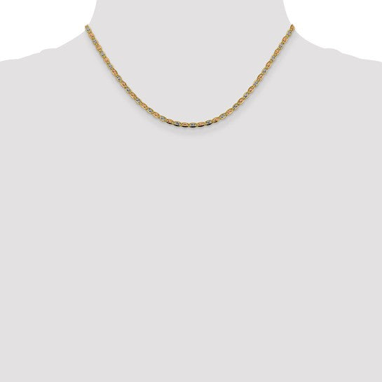 14K Tri-Color Gold Pavé Valentino Chain Necklaces