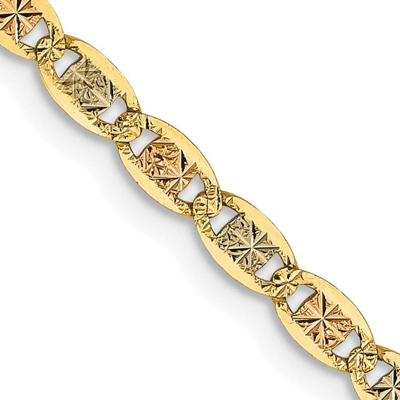 14K Tri-Color Gold Pavé Valentino Chain Necklaces